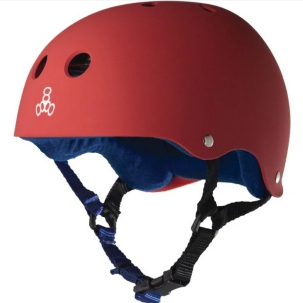 New Red Skate Helmet with Blue Interior NWT, Large .